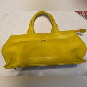Yellow Leather Tote Bag/ Cleo Patek